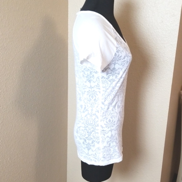Prana Short Sleeve White Floral Top - Picture 3 of 7